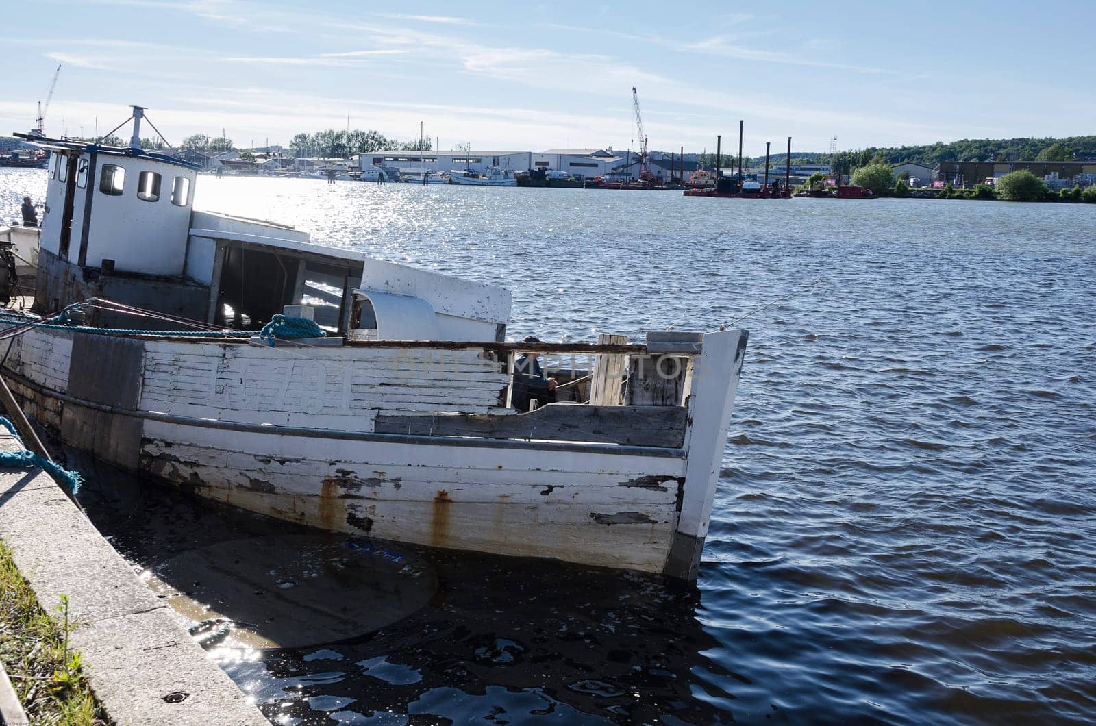 one ship wreck in the harbour in gothenburg sweden