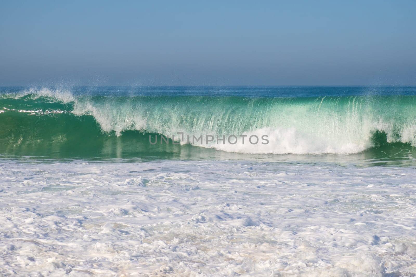 Wave breaking on the atlantic shore of Biarritz, France