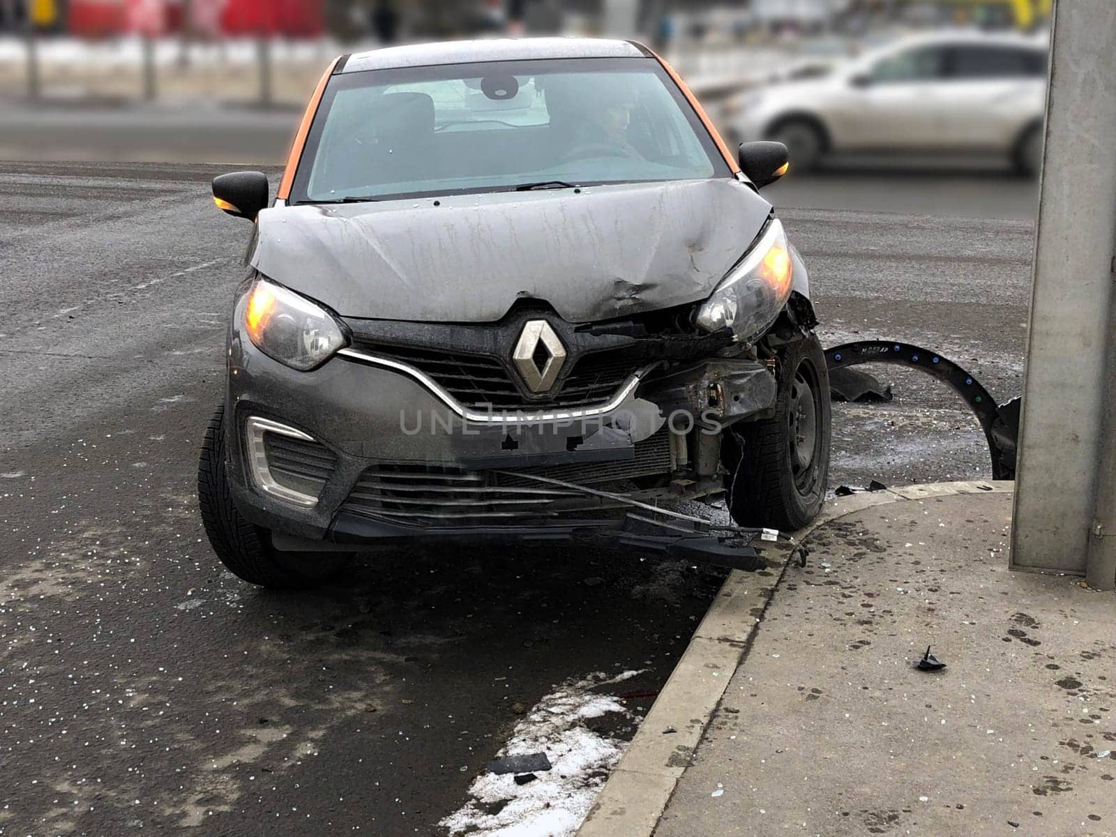 St. Petersburg  Russia  February 19, 2023 car-sharing car accident at the crossroads