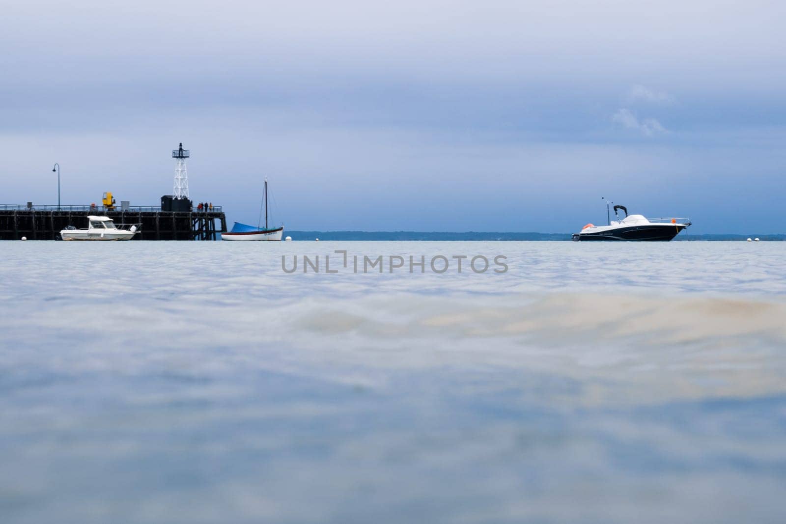 Sea viewed in port of Cancale, Brittany, France.