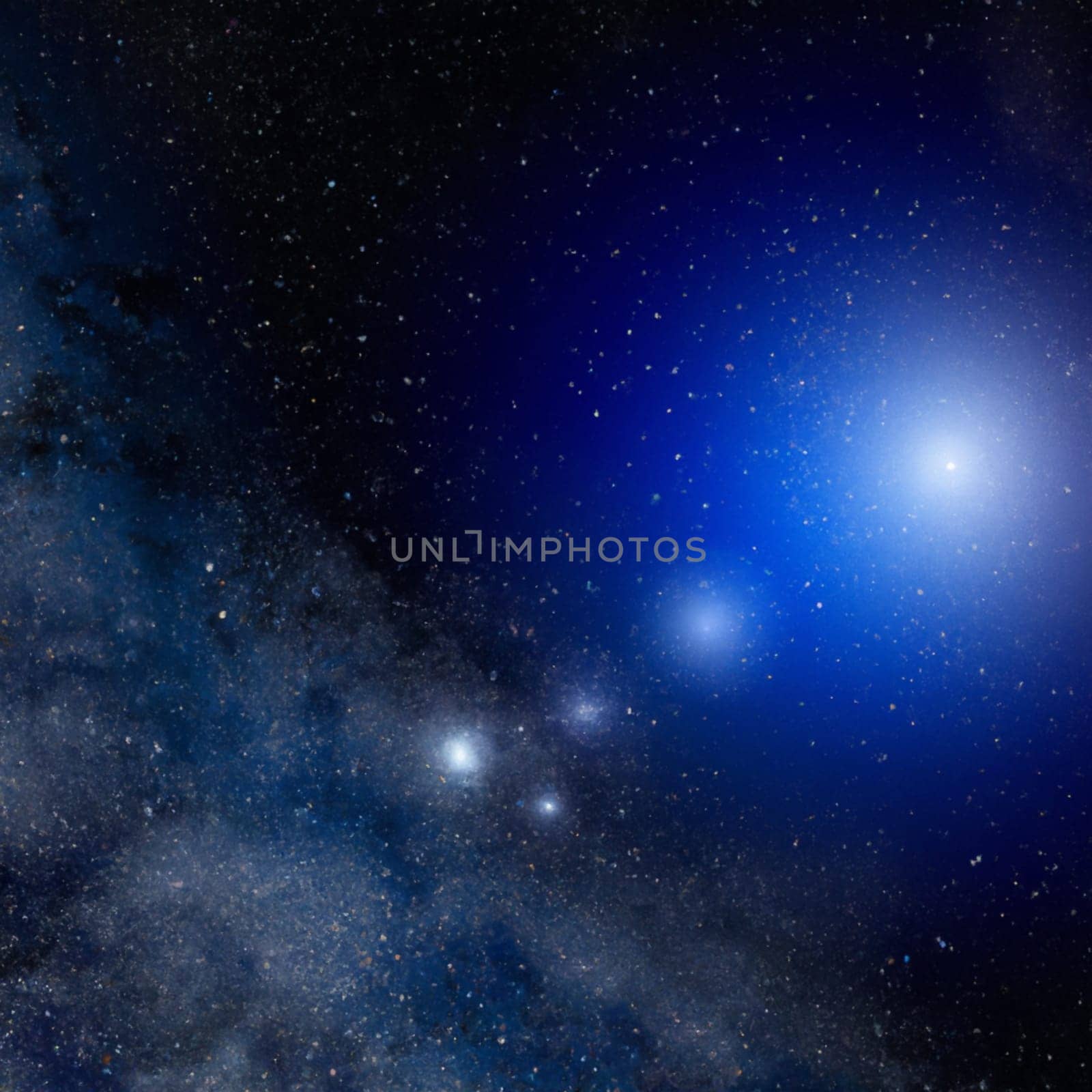 Outer space, Universe. Celestial asteroids, satellites, planets and stars. Gravitational astronomical star clusters, nebulae and galaxies. Interstellar gas, dust, electromagnetic fields, dark matter