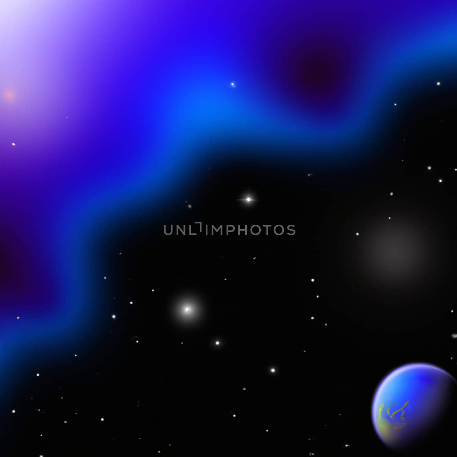 Outer space, Universe. Celestial asteroids, satellites, planets and stars. Gravitational astronomical star clusters, nebulae and galaxies. Interstellar gas, dust, electromagnetic fields, dark matter