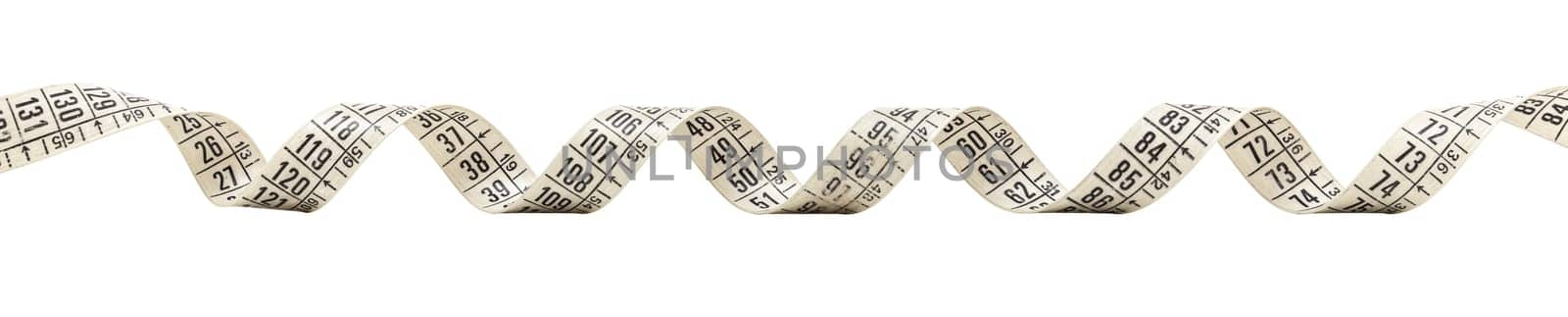 Measuring tape waving on transparent background isolated