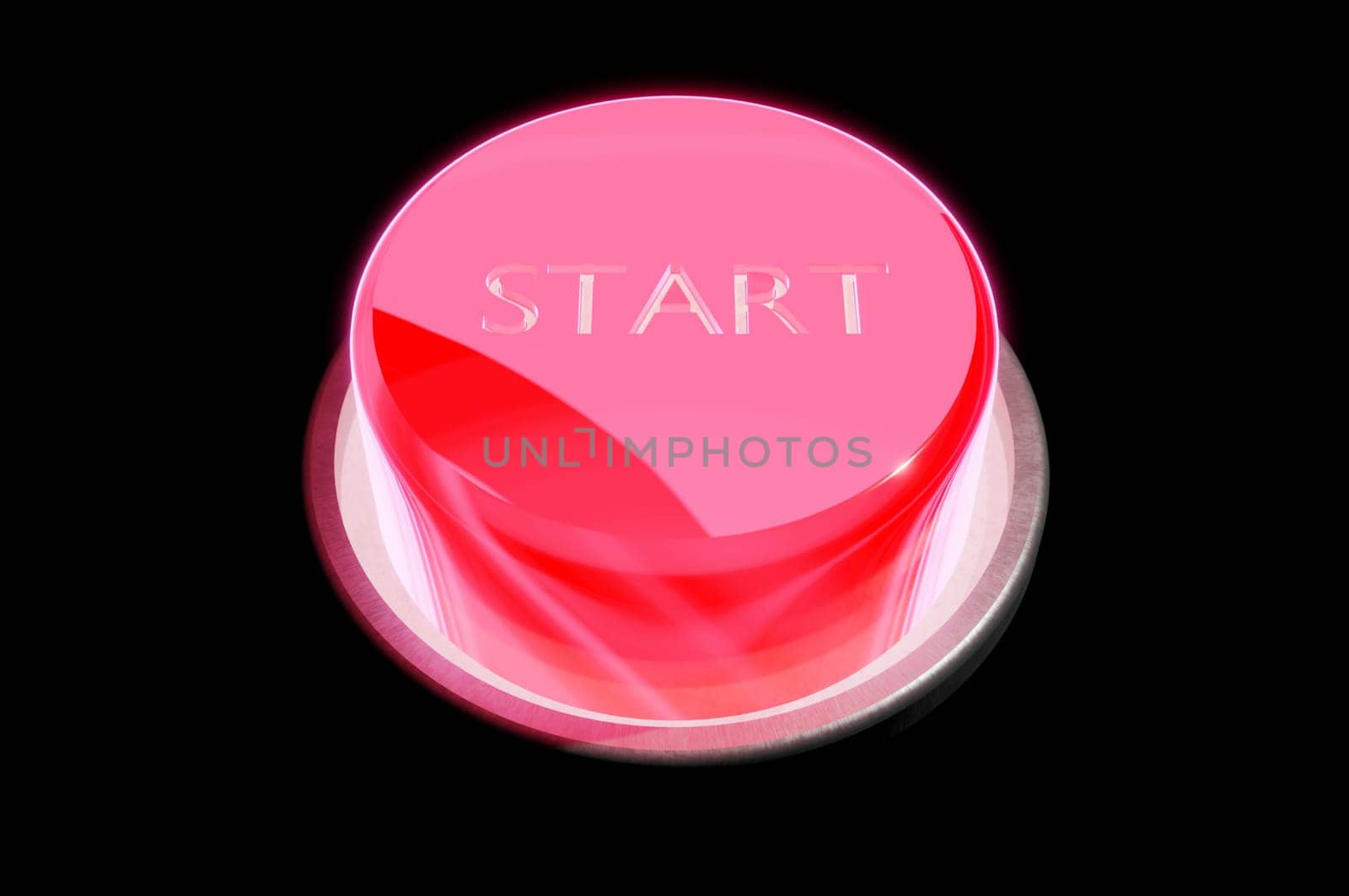 3D Illustration ,  Botton web start icon graphic push