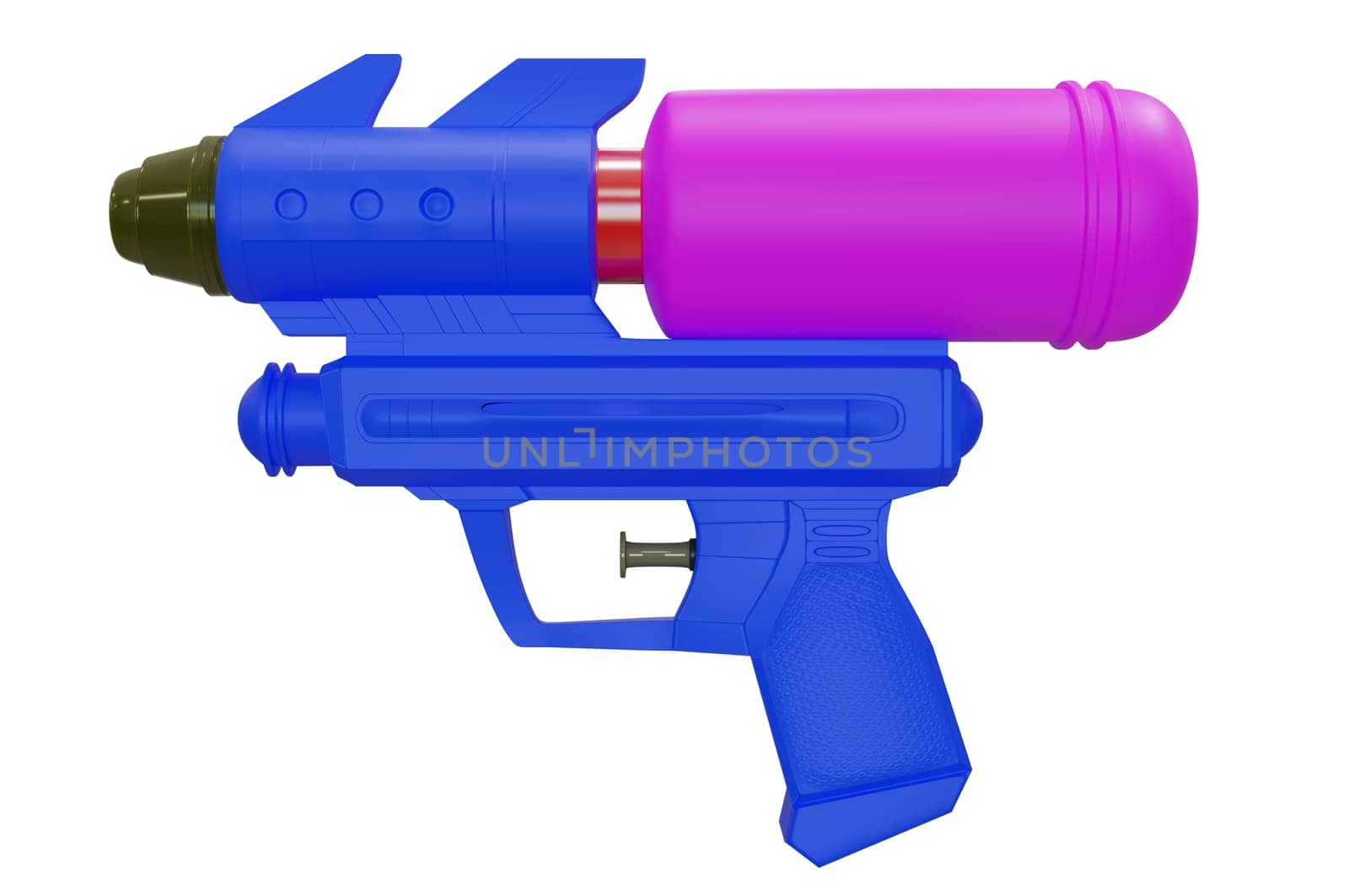 3D Illustration , Plastic water gun with water splash . CONCEPT  Songkran festival thailand .