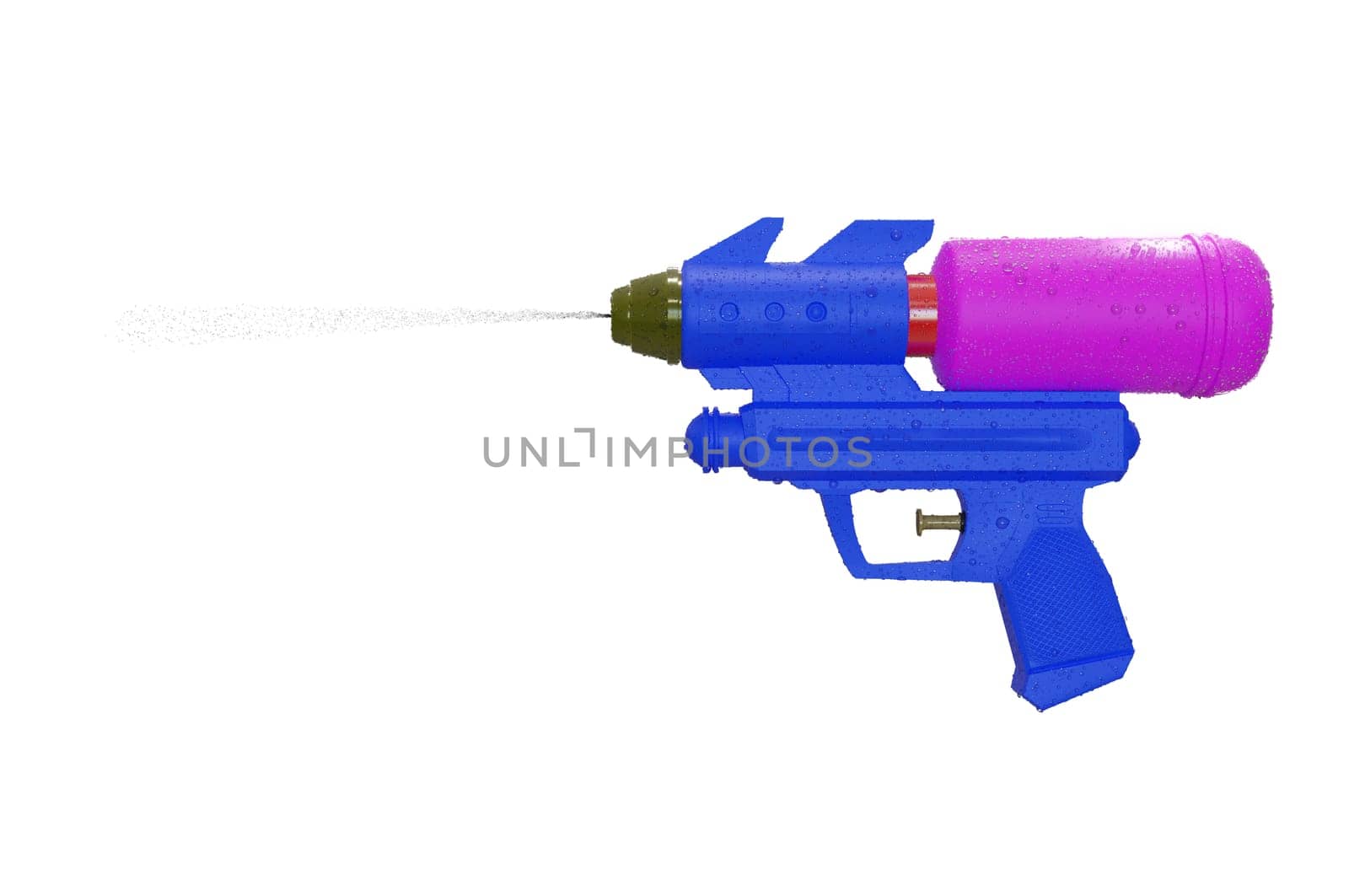 3D Illustration , Plastic water gun with water splash . CONCEPT  Songkran festival thailand .