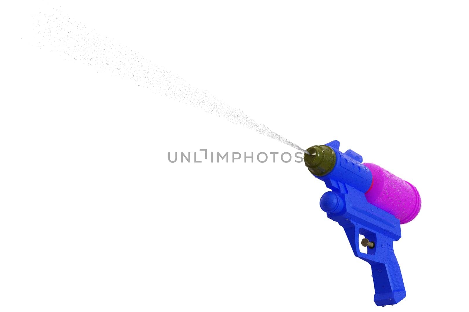3D Illustration , Plastic water gun with water splash . CONCEPT  Songkran festival thailand .