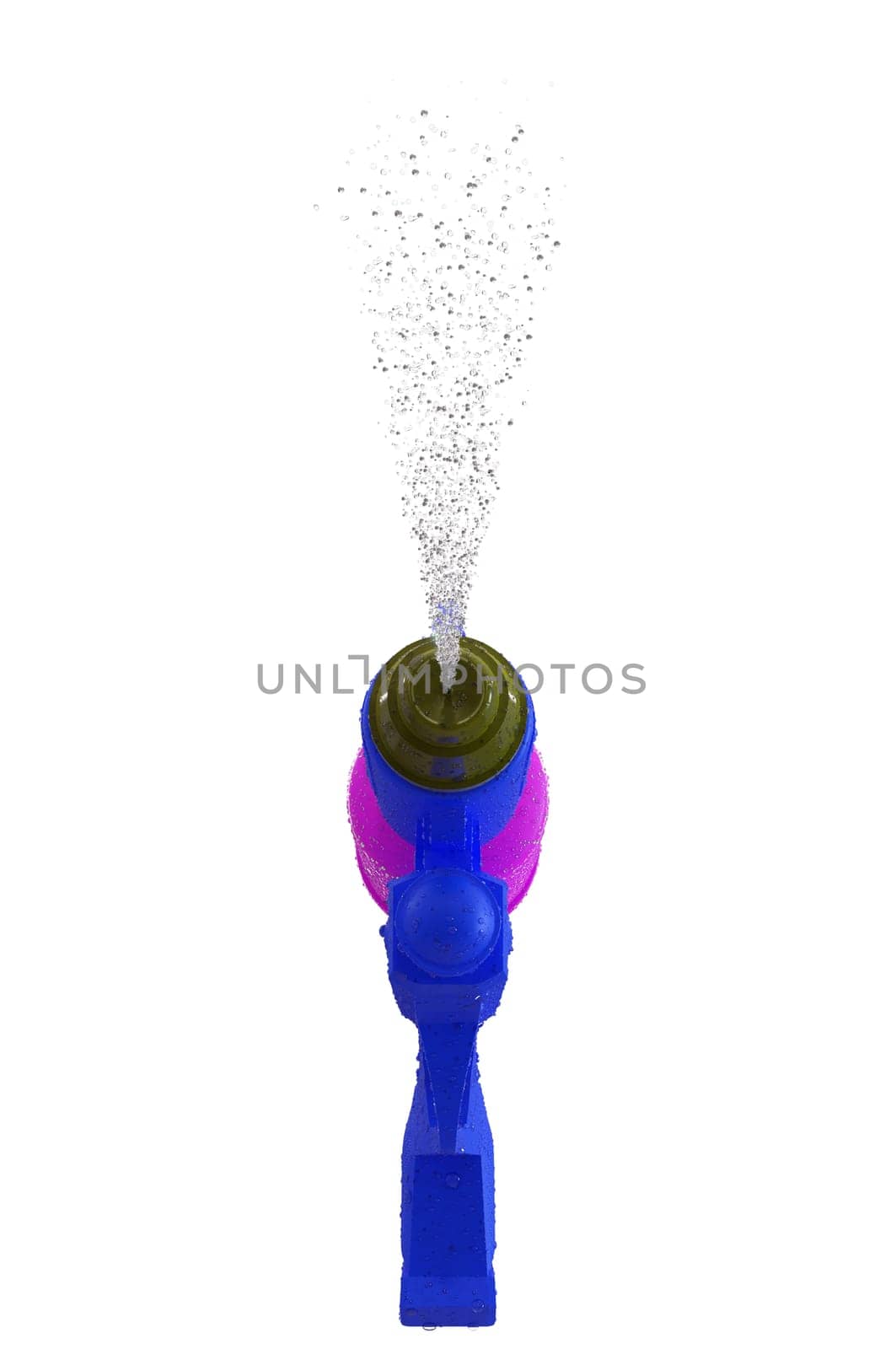 3D Illustration , Plastic water gun with water splash . CONCEPT  Songkran festival thailand .