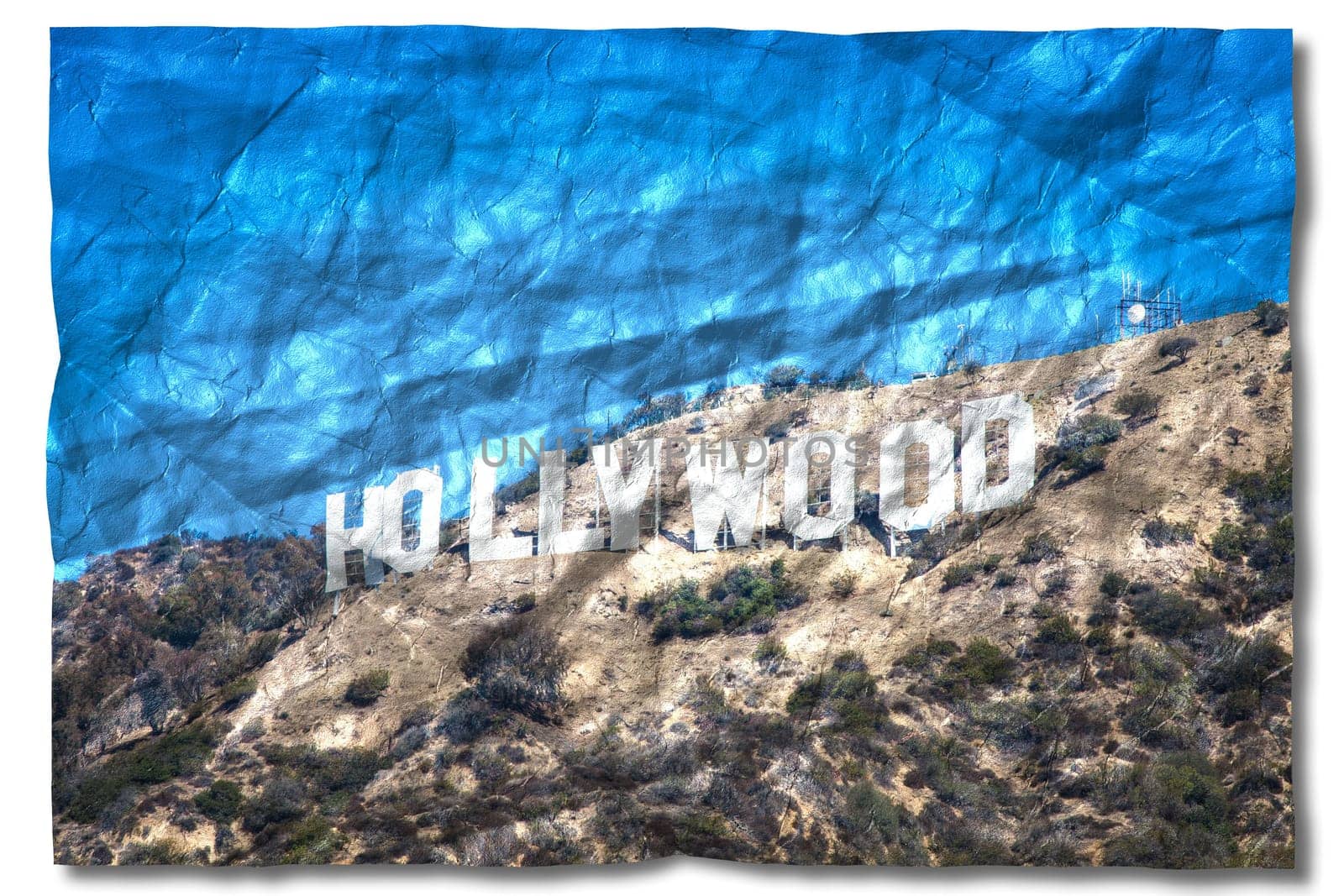 Creative picture of Hollywood sign in Los Angeles - landmark photo image
