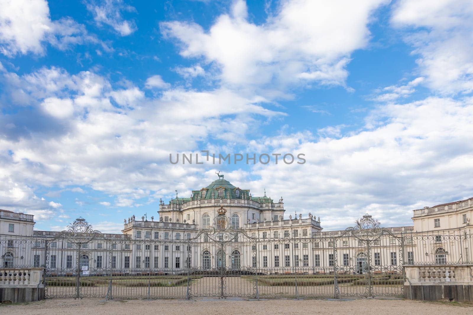 Turin, Italy - January 2023: Stupinigi Royal Palace. Luxury old baroque exterior