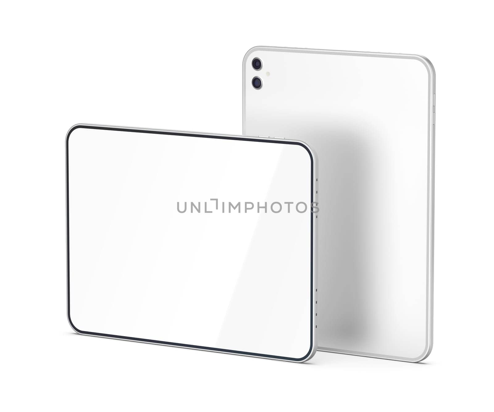 Two tablets on white background