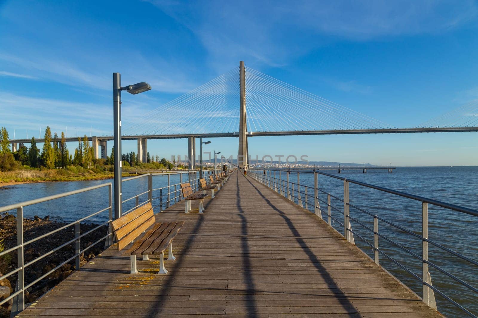 Lisbon, Portugal - October 01, 2022: Vasco da Gama bridge in Lisbon, Portugal