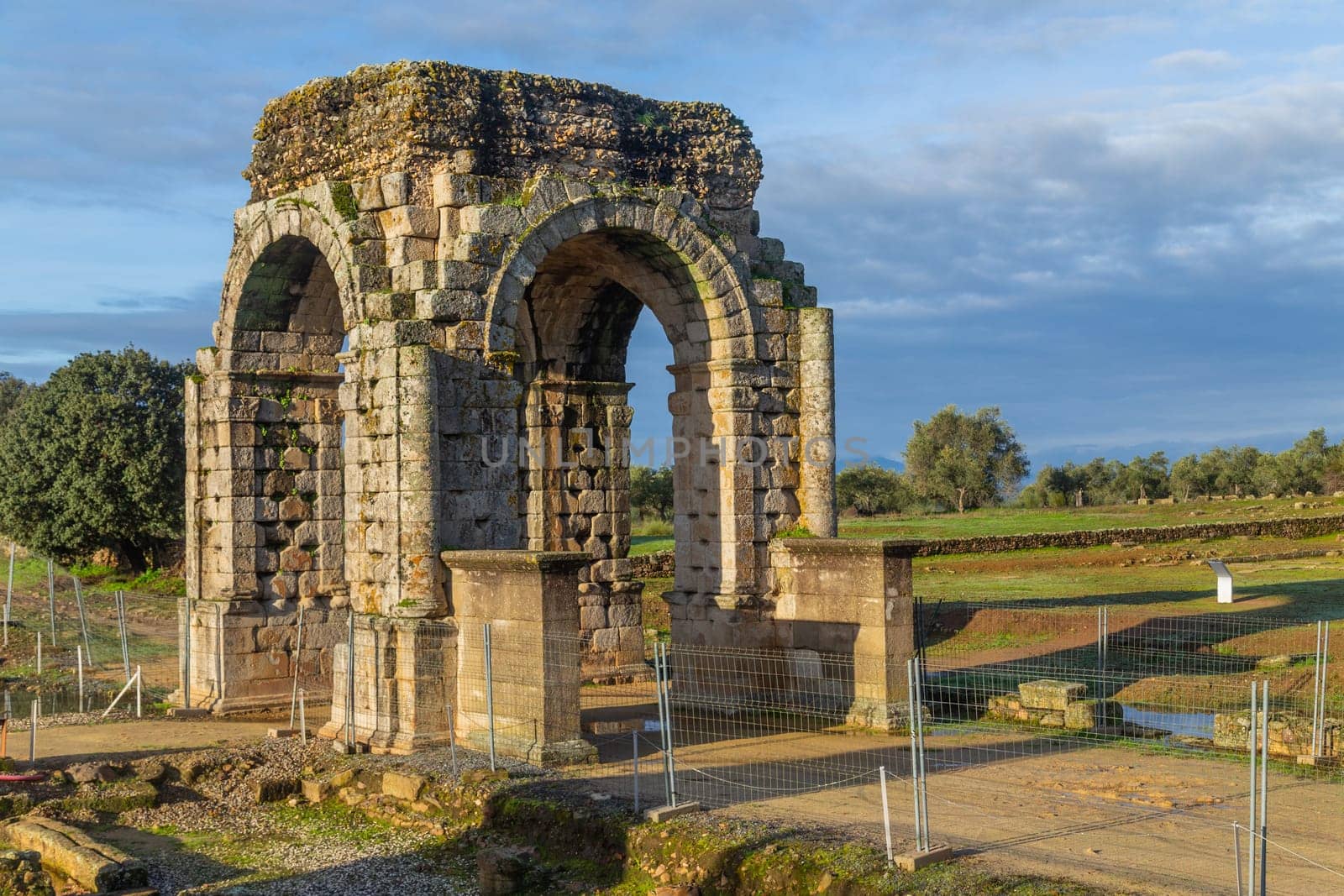 Caceres, Spain, 18 December 2022: Roman ruins of Caparra, Roman city of Caparra in province of Caceres