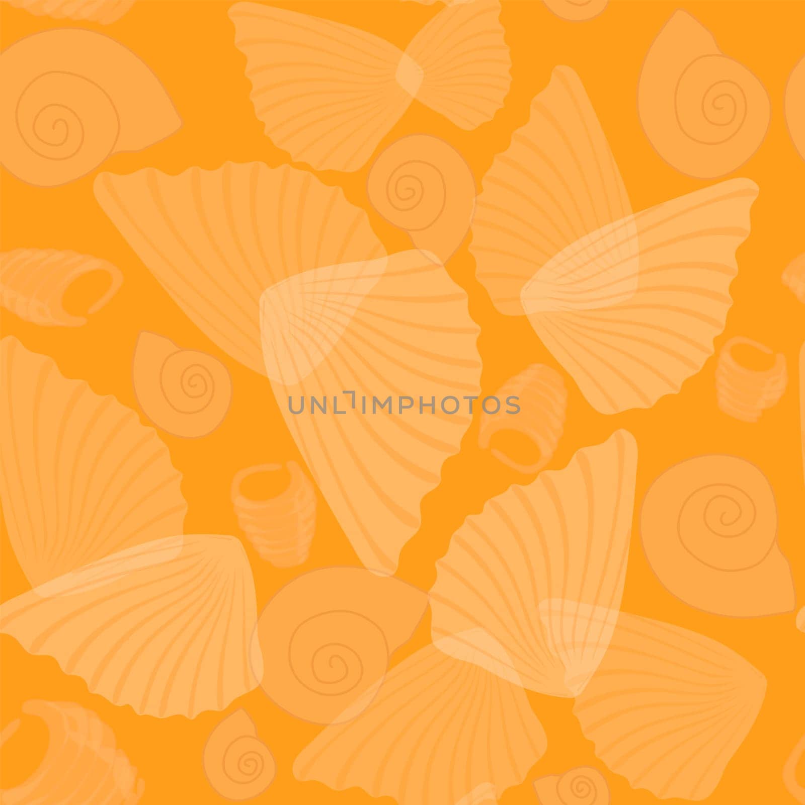 solid orange shells seamless pattern without background