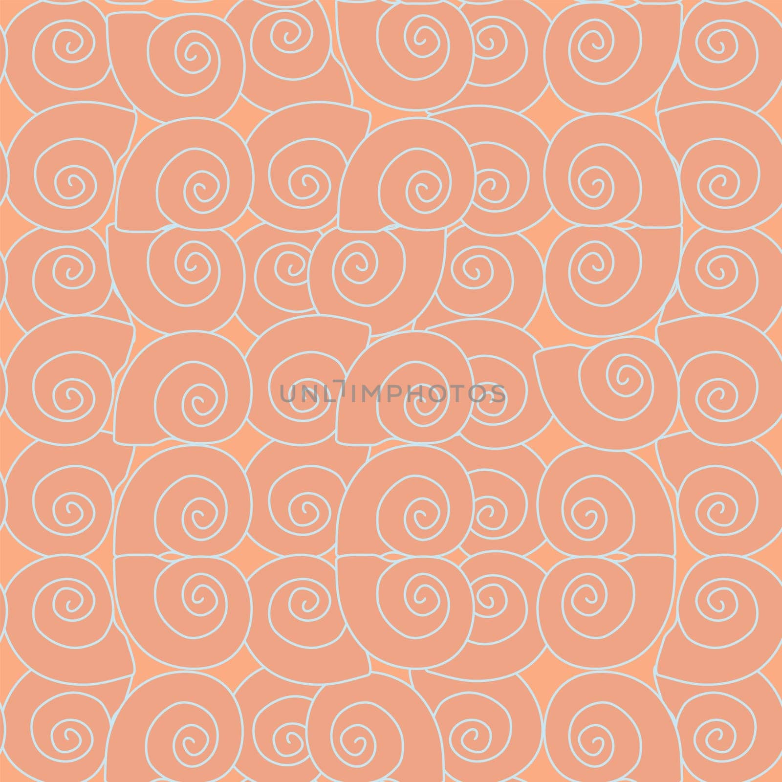 solid orange shells seamless pattern without background