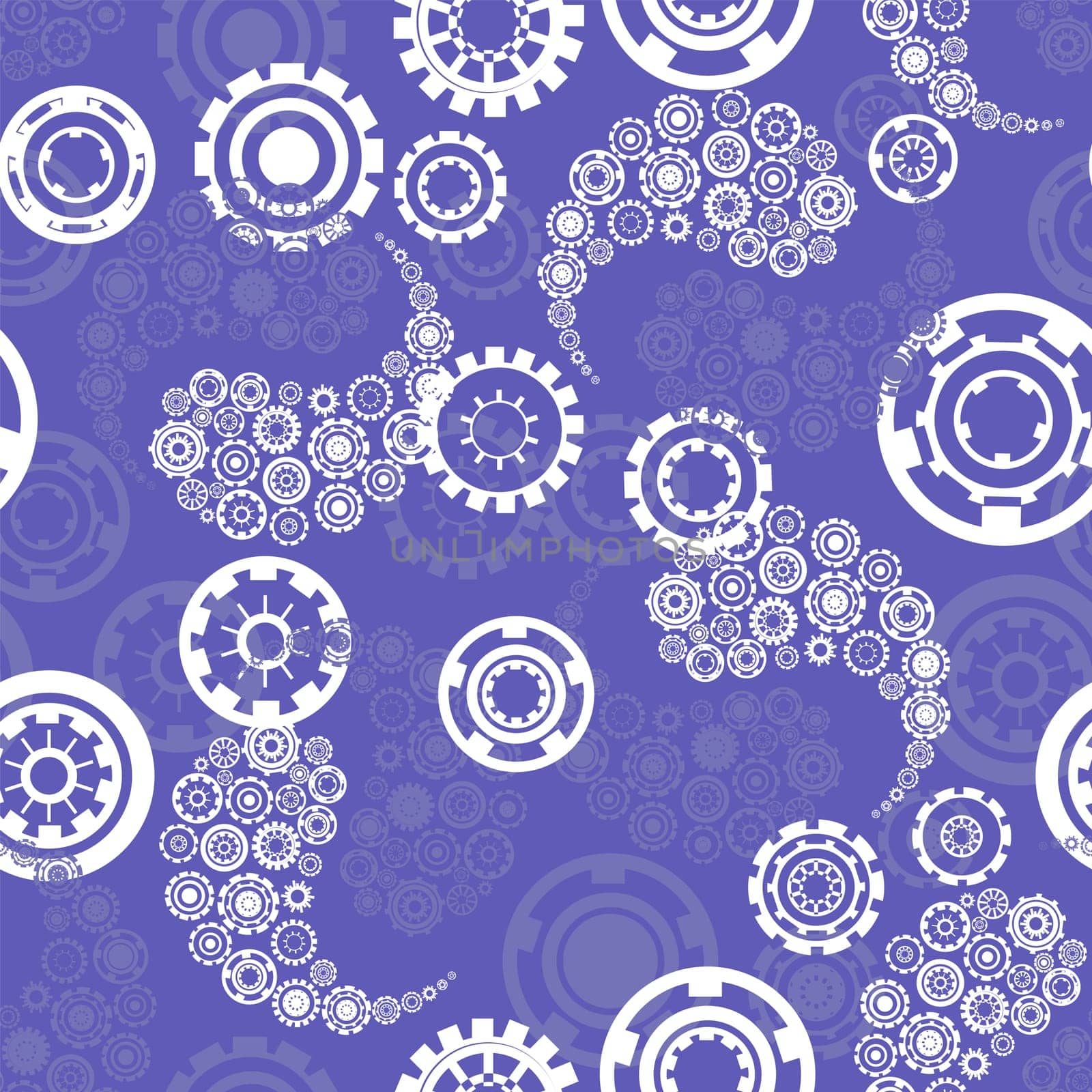 seamless pattern without background white snowflakes of various shapes similar to gears