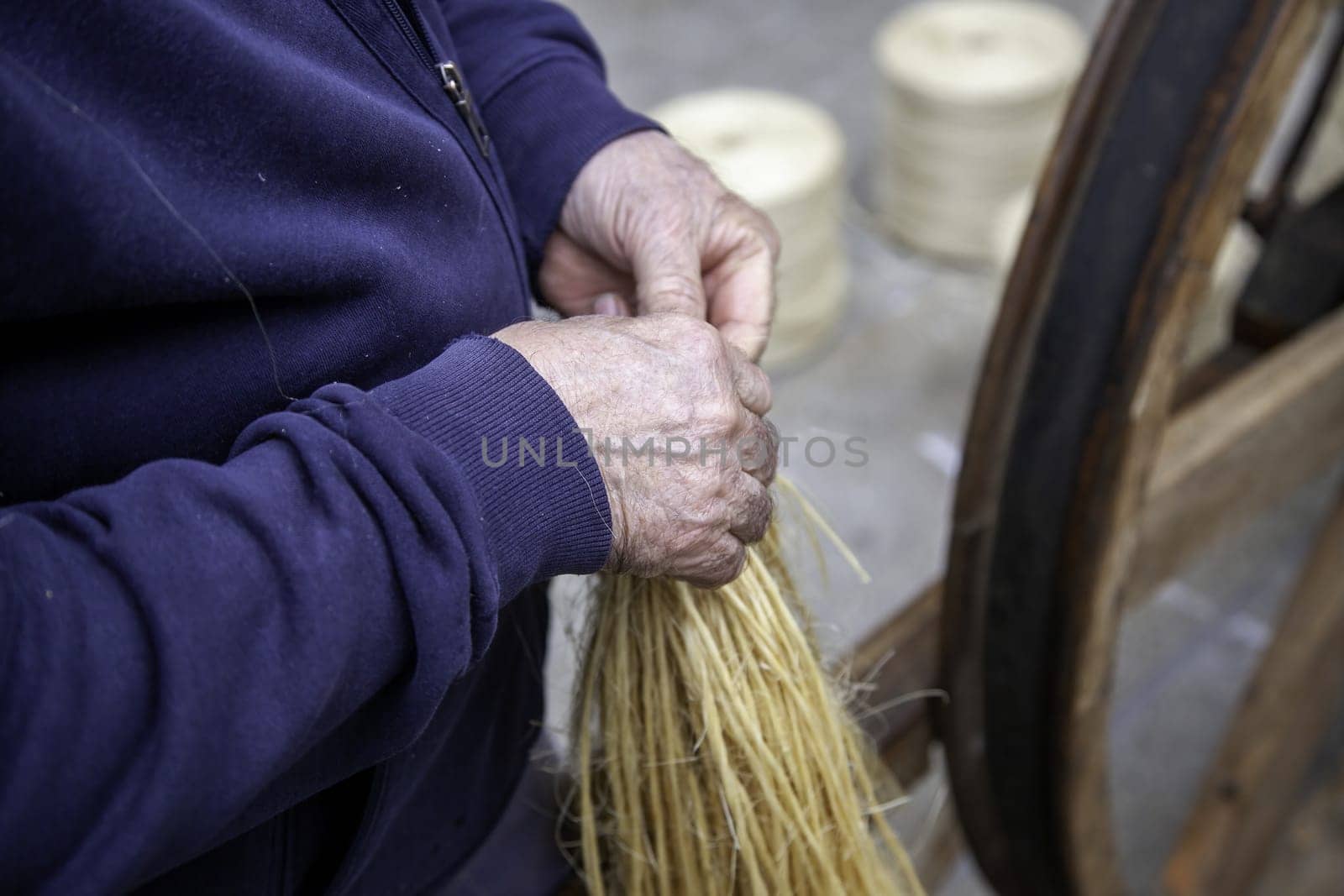 Detail of handmade rope manufacturing, crafts