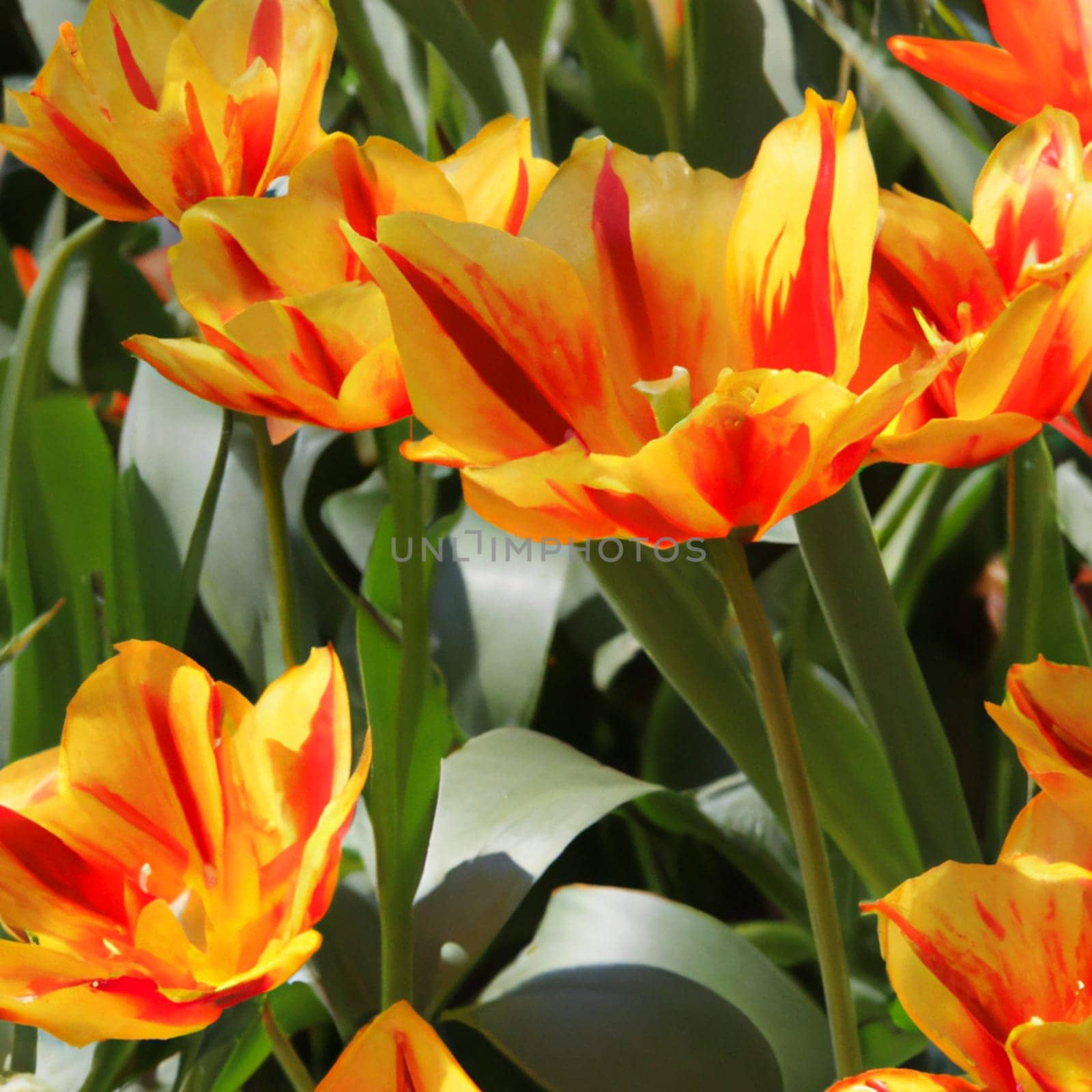 tulip Tulipa, bulbous herbs in the lily family Liliaceae. Tulips, garden flowers, cultivars and varieties. Flowers delicate pink yellow. Beautiful Terry splayed buds. Landscaping, flowerbed.