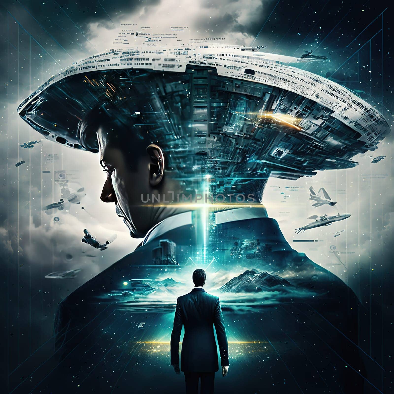 This captivating image captures the essence of AI's vision for the future. A surreal blend of technology and imagination, it depicts a world where machines and humans coexist in harmony. The image is generated with the use of an AI.