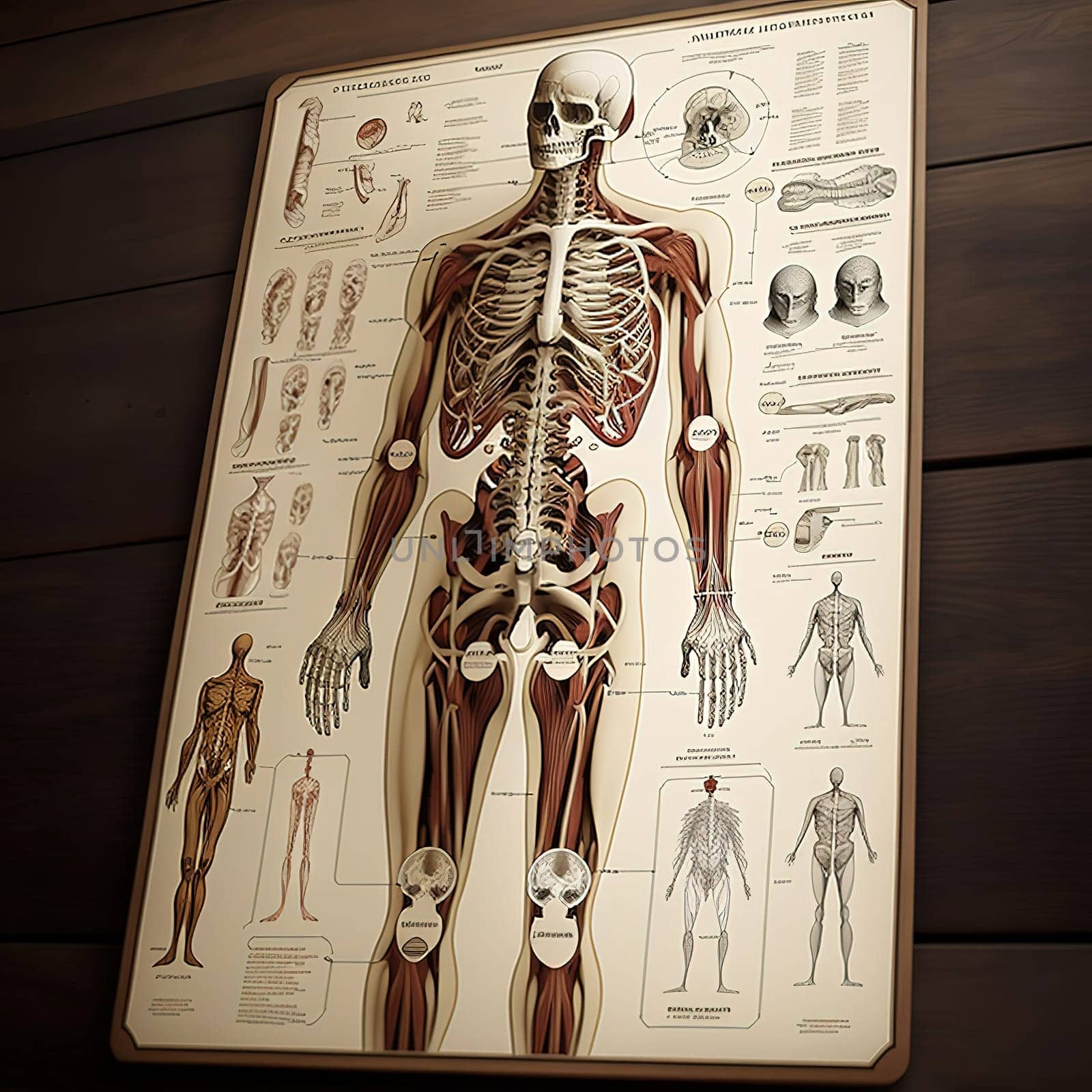 The painting showcases the intricate anatomy of the human skeleton, revealing the complex structures that make up the human body. The detailed depiction highlights the beauty and intricacy of the human form, offering a fascinating glimpse into the inner workings of the human body. The image is generated with the use of an AI.