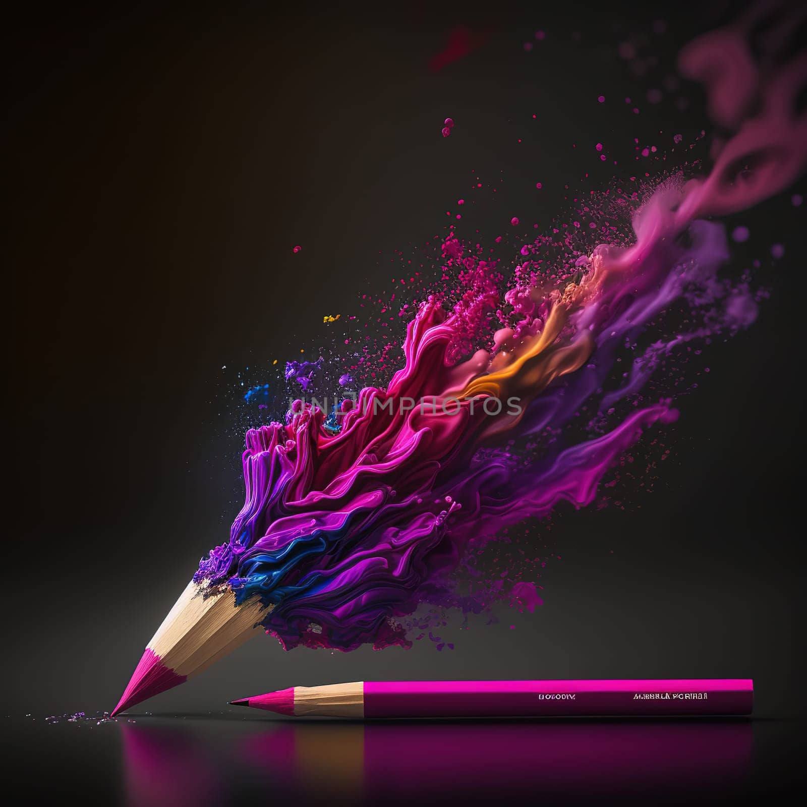 This stunning work of art captures the vivid and dynamic nature of the color violet through the use of a simple purple pencil. The shading and texture of the strokes bring the image to life, revealing the depth and beauty of the chosen hue. The image is generated with the use of an AI.