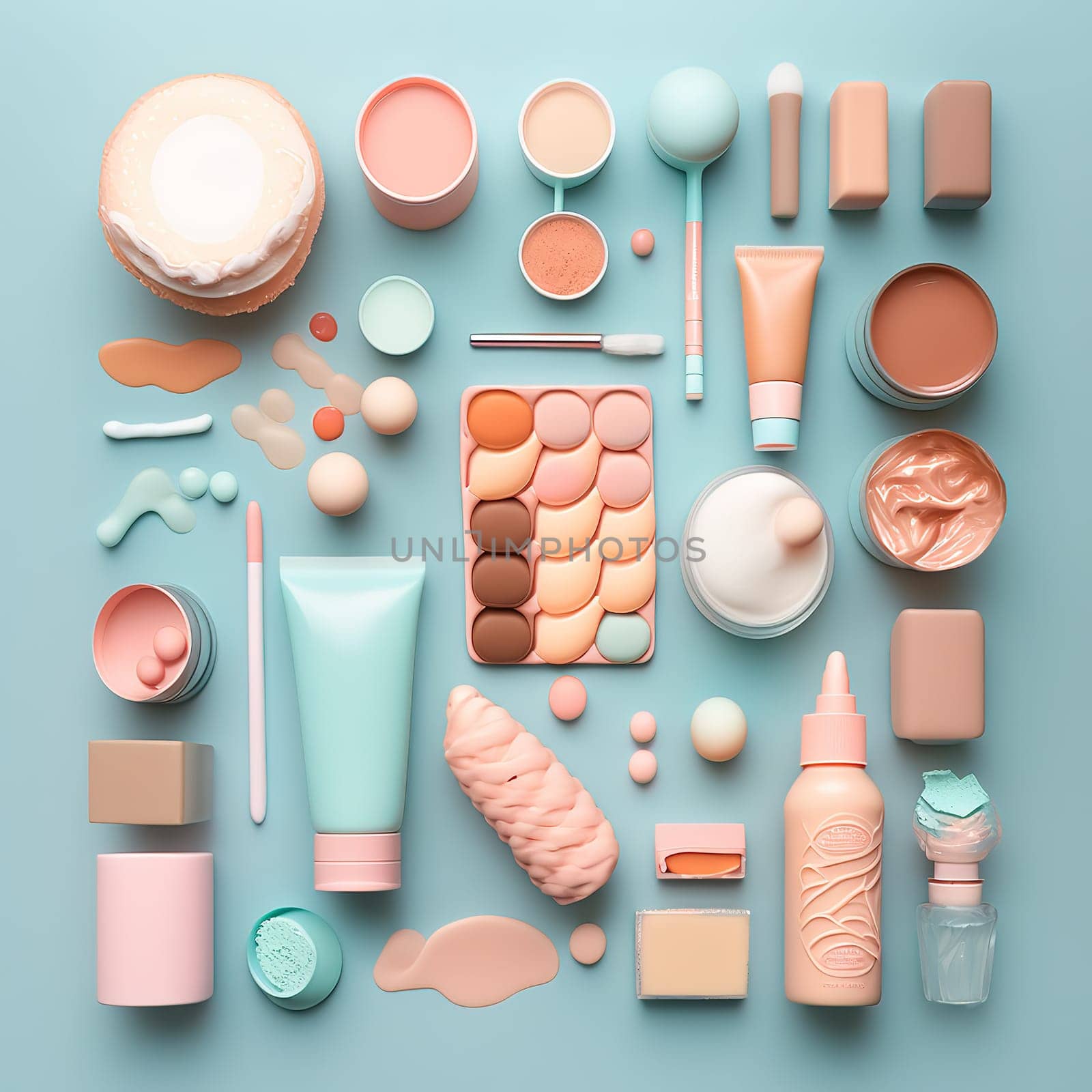 A vibrant display of color patterns, this painting showcases the beauty of makeup artistry. Each intricate design highlights the creativity and imagination that goes into the application of cosmetics. The image is generated with the use of an AI.