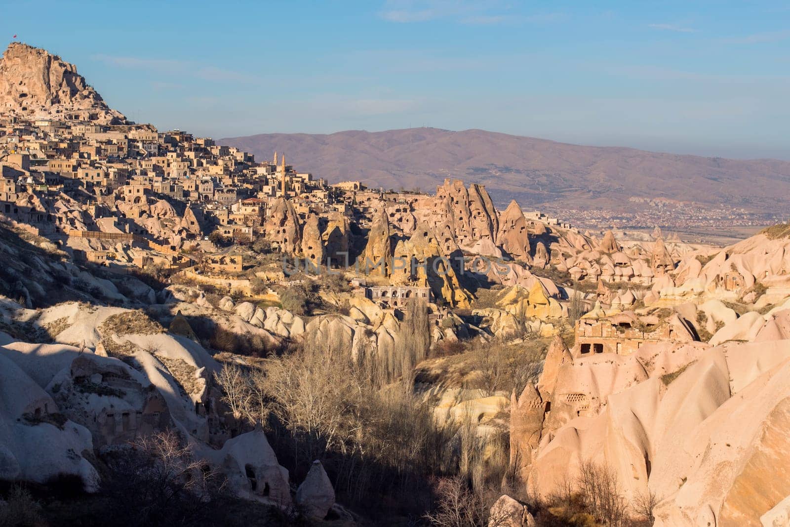 Amazing rocks in Zelve by night. Cappadocia Earth Pyramids. Goreme. Turkey.