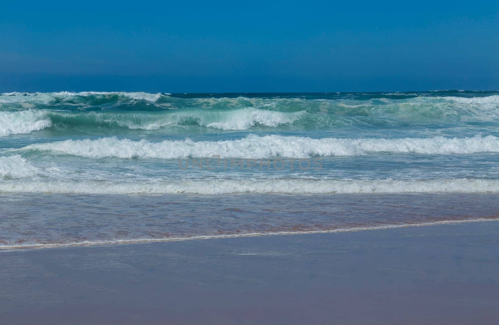 Beautiful empty beach in Algarve west coast, Portugal