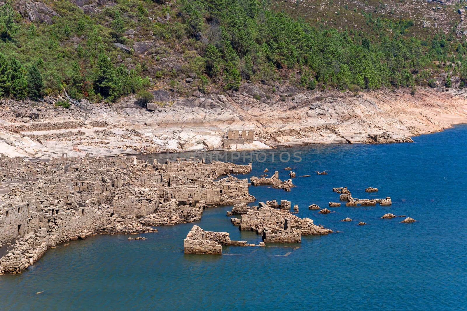 Old ruins of Vilarinho das Furnas, was a village, located in Campo de Geres, Terras de Bouro, on margins of River Homem, in 1972, it was intentionally submerged.