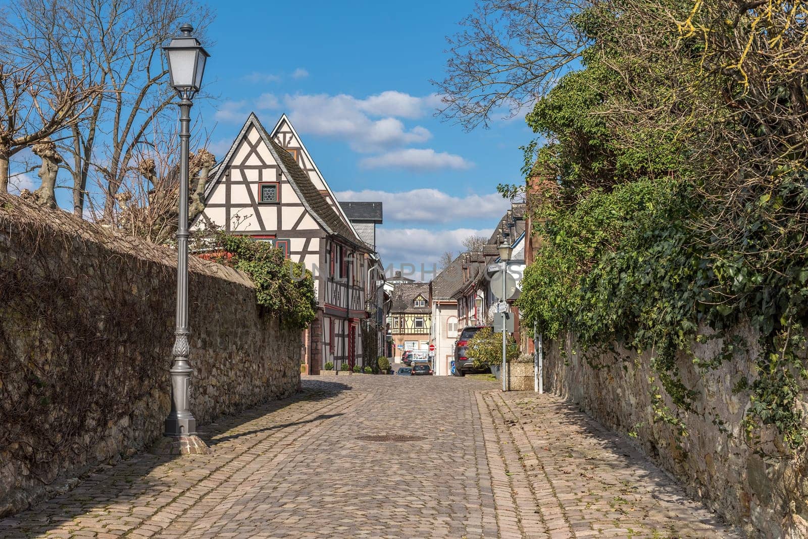 Houses in the historic old town of Eltville am Rhein in the Rhine Valley, Hesse, Germany