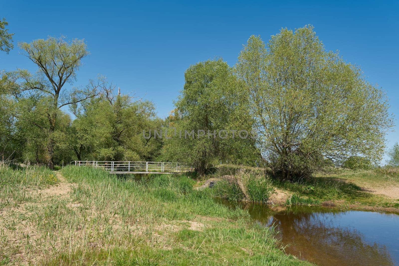 the small river Ehle at the hohe Brücke, high bridge near the village Biederitz in Germany