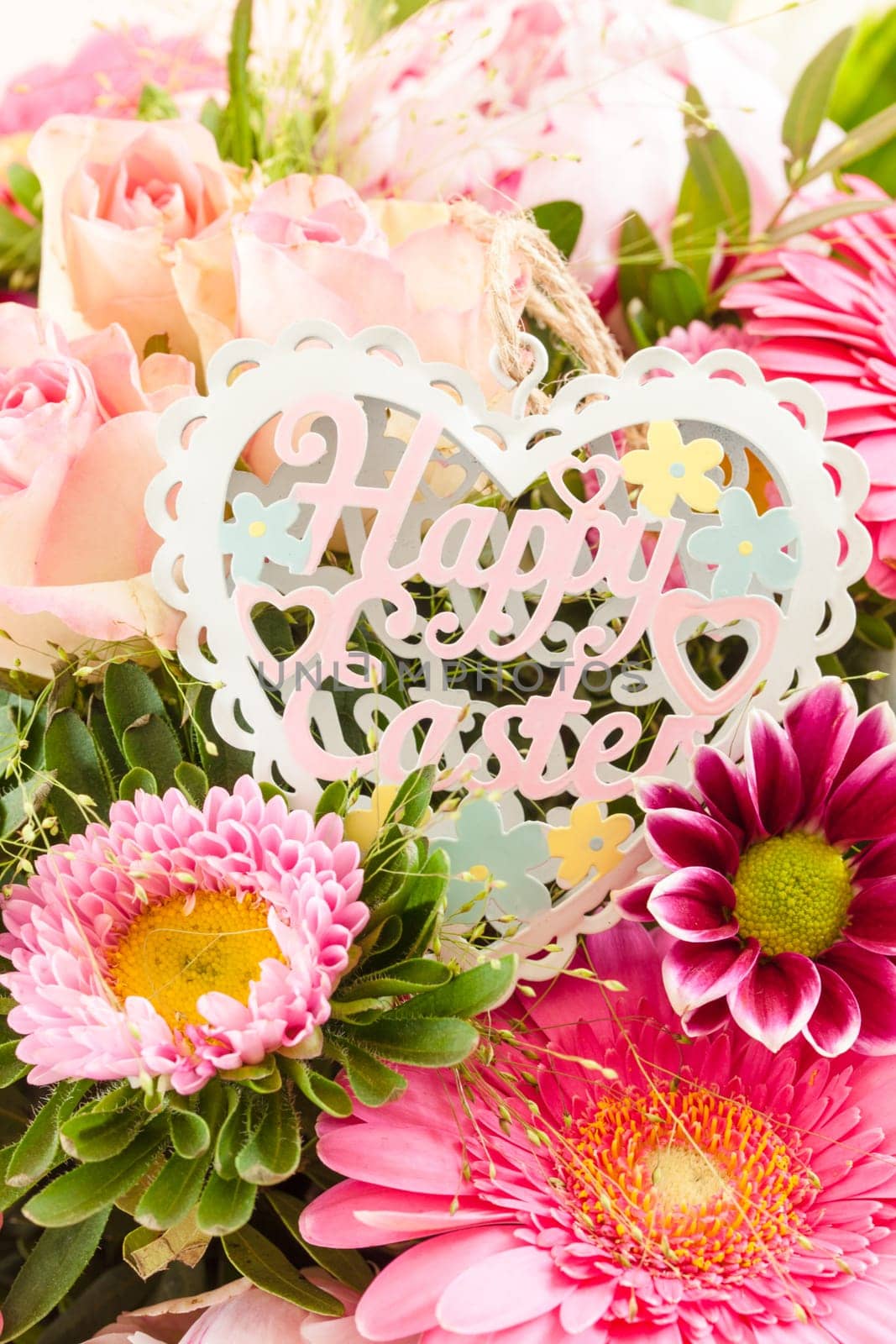 Colorful flowers for happy Easter