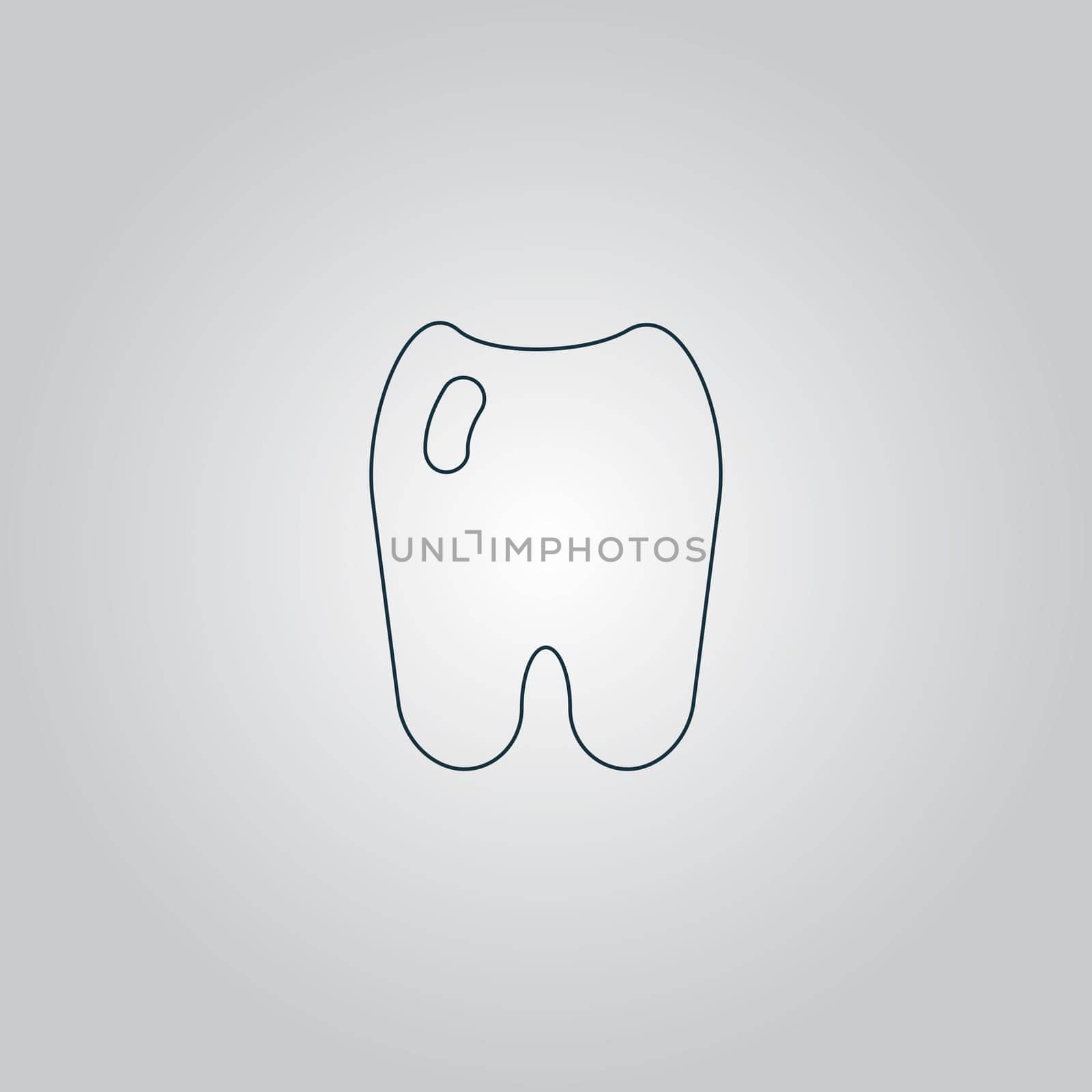 Tooth. Flat web icon, sign or button isolated on grey background. Collection modern trend concept design style vector illustration symbol