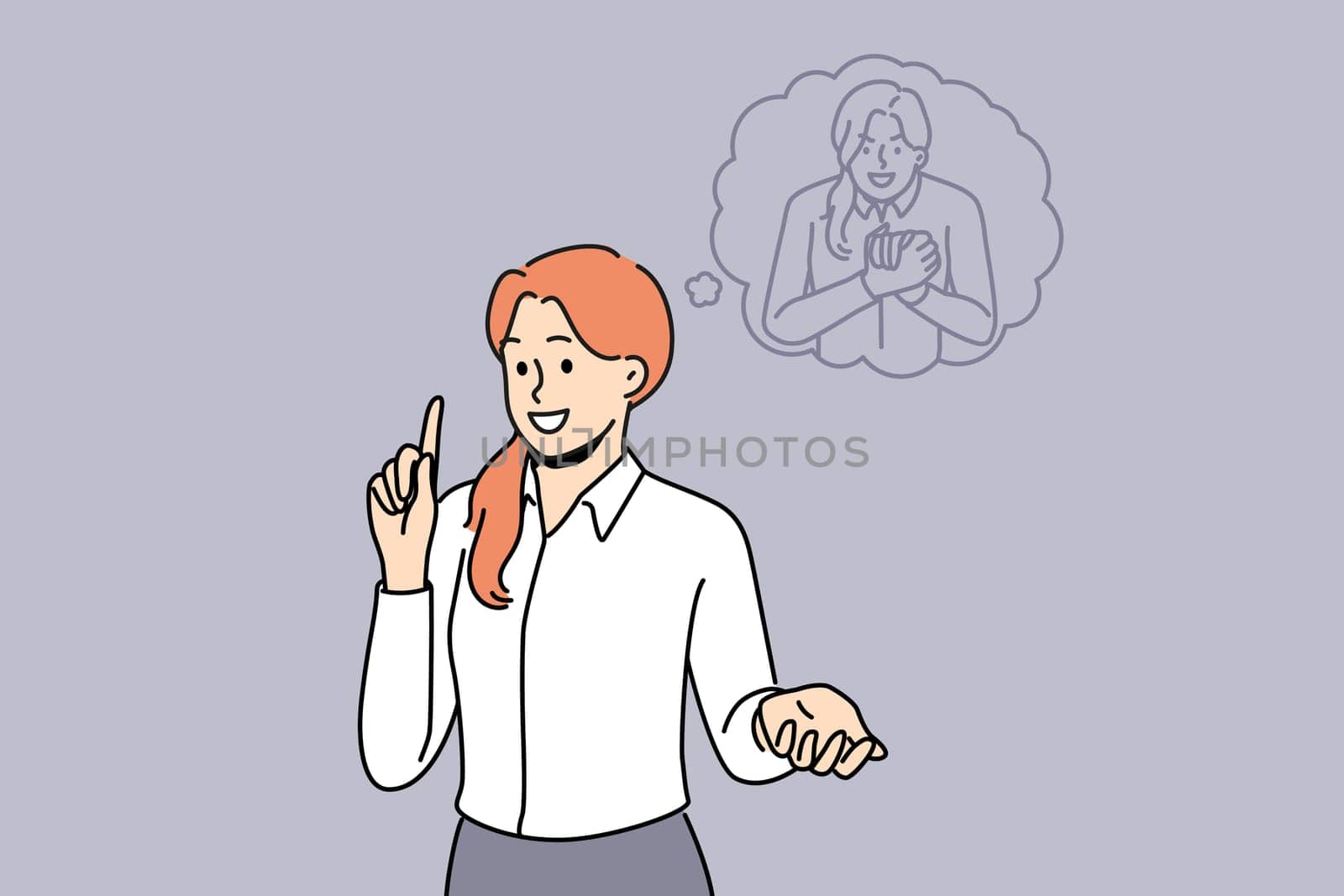 Angry inner self convince businesswoman in bad actions. Suspicious evil subconscious identity talk to female employee. Vector illustration.