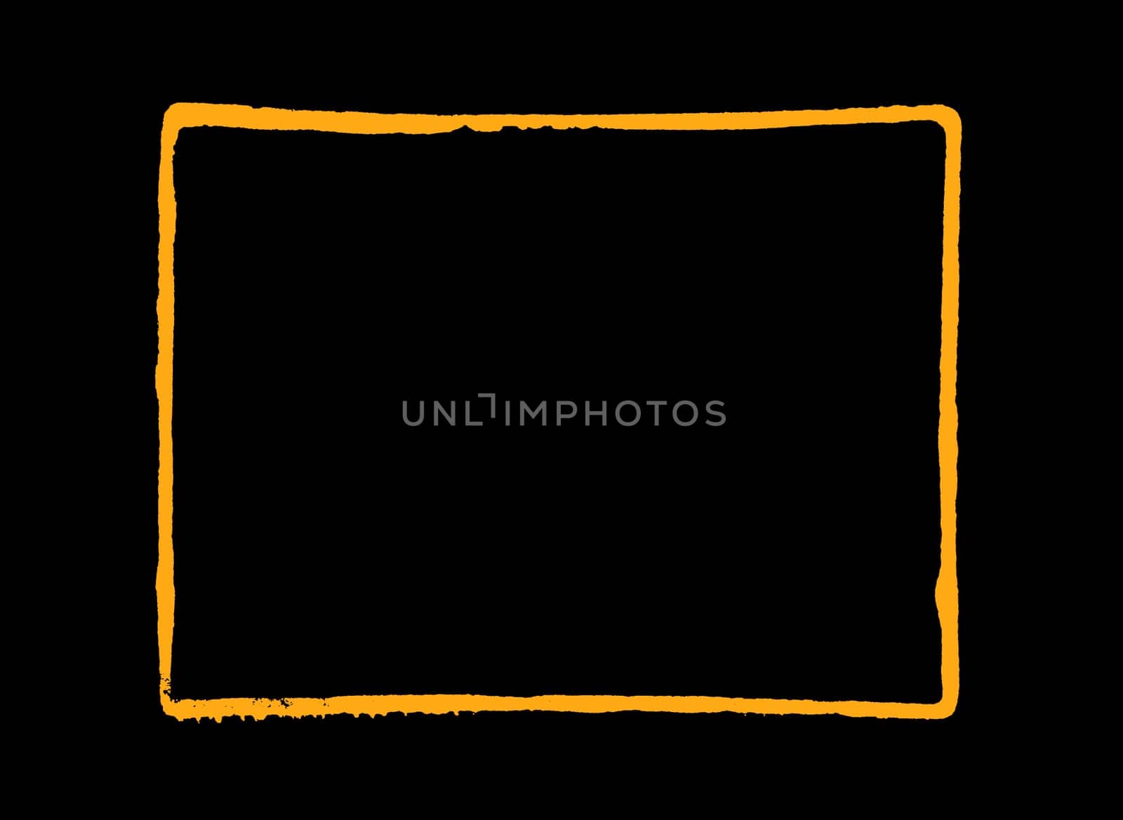 Hand drawn yellow rectangle frame on black background