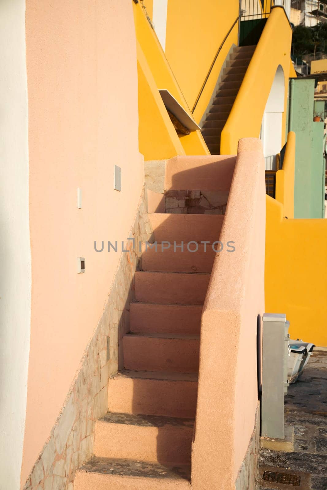Abstract building shapes in Procida Island.