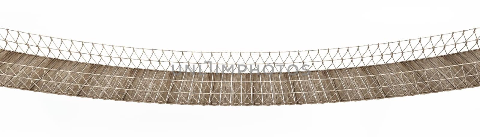 Rope bridge isolated on white background. 3D illustration.
