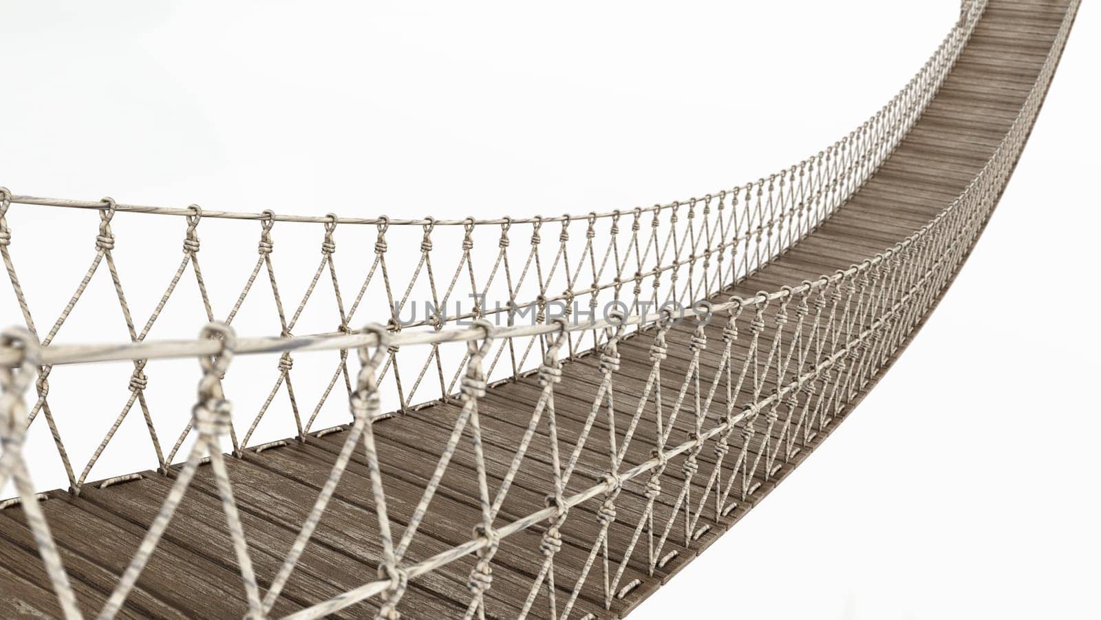 Rope bridge isolated on white background. 3D illustration.