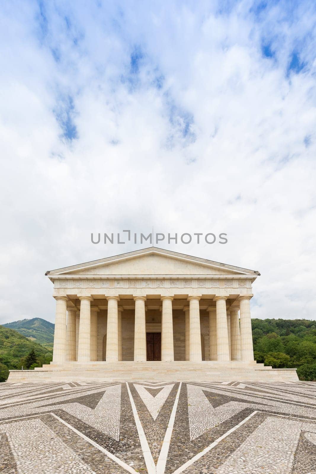Possagno, Italy. Temple of Antonio Canova with classical colonnade and pantheon design exterior