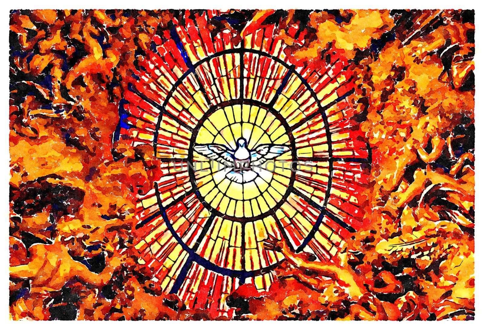 Creative illustration of Holy spirit symbol of peace, love and hope. Concept for Christianity, god, heaven.