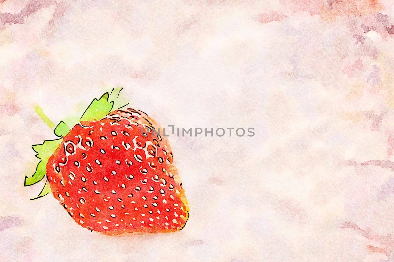 Creative illustration in vintage watercolor design - Strawberry isolated on white background