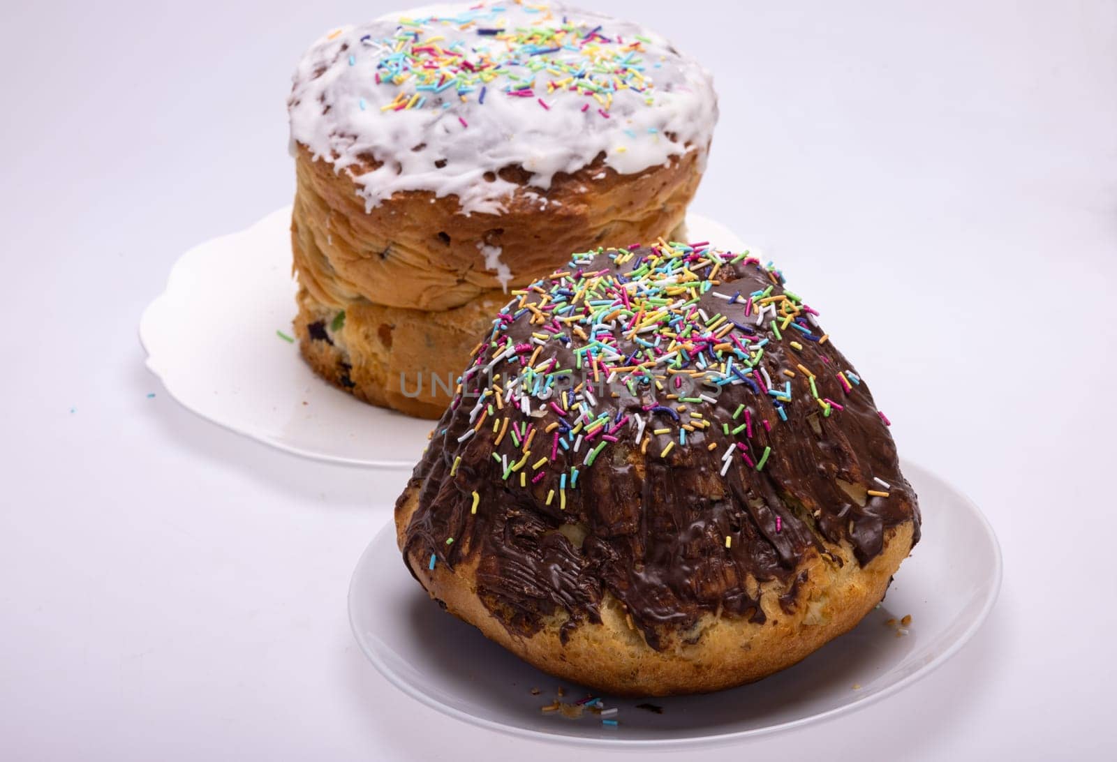 Traditional Ukrainian Easter Cake Kulich or Orthodox Christian Easter Bread.
