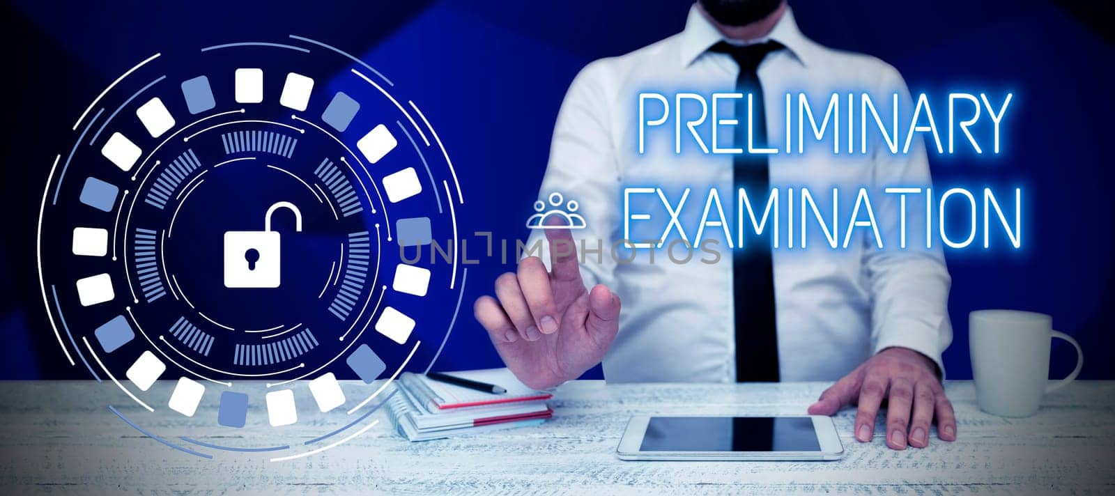 Writing displaying text Preliminary Examination, Business concept taken graduate students to determine their fitness