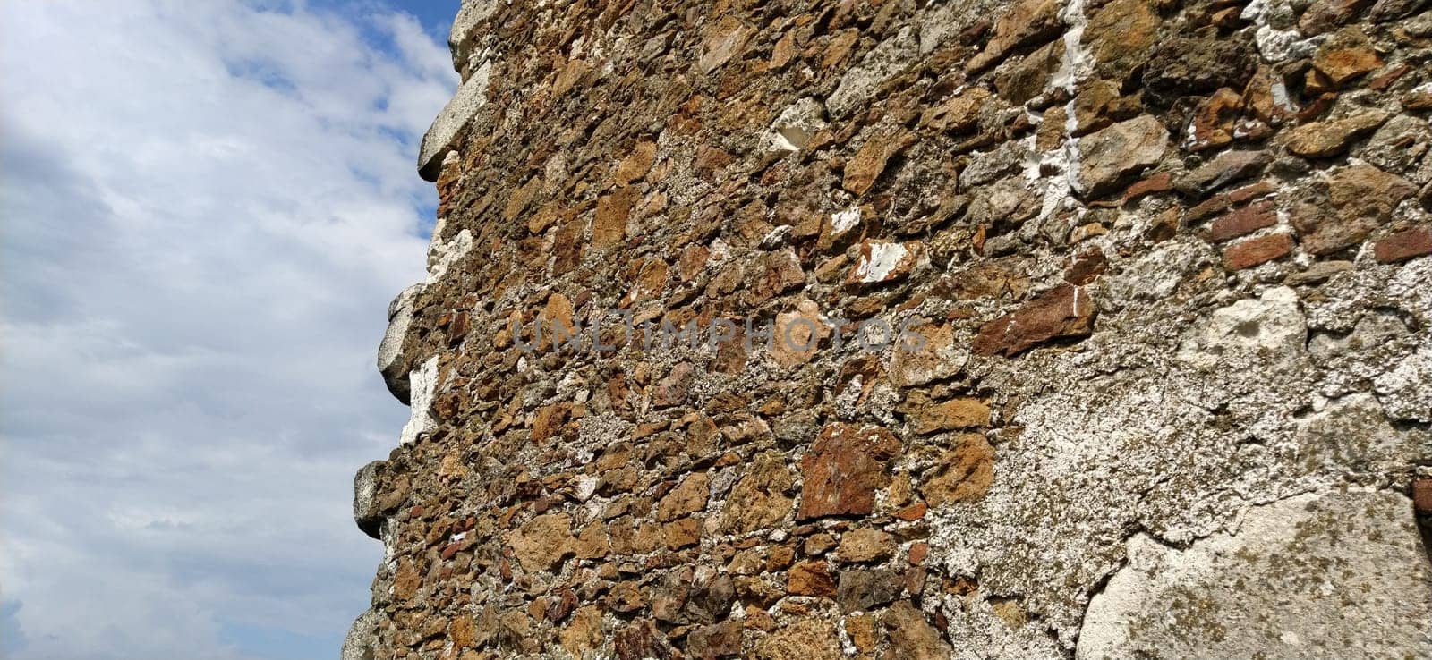 The walls of the old tower. Stone masonry that has stood in the open air for centuries. Sights of Serbia. Kula