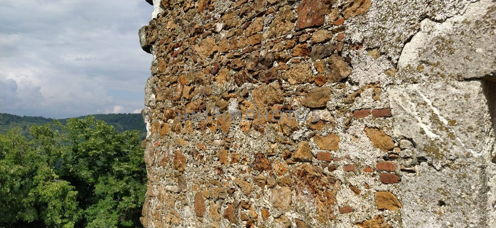 The walls of the old tower. Stone masonry that has stood in the open air for centuries. Sights of Serbia. Kula