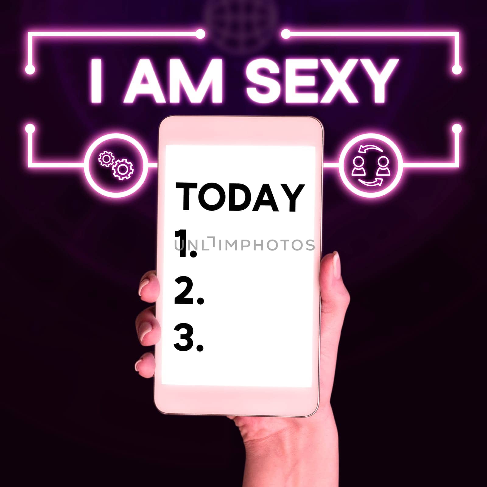 Conceptual display I Am Sexy, Word Written on feeling of attraction awareness of beauty