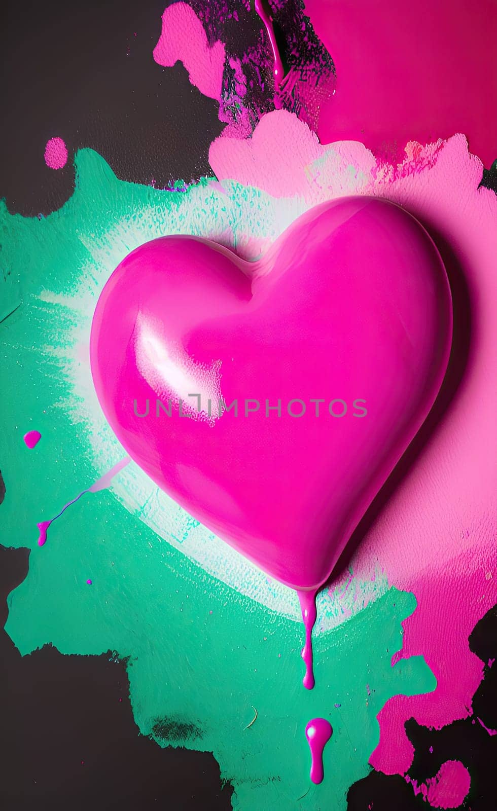 Colorful heart with paint splatters