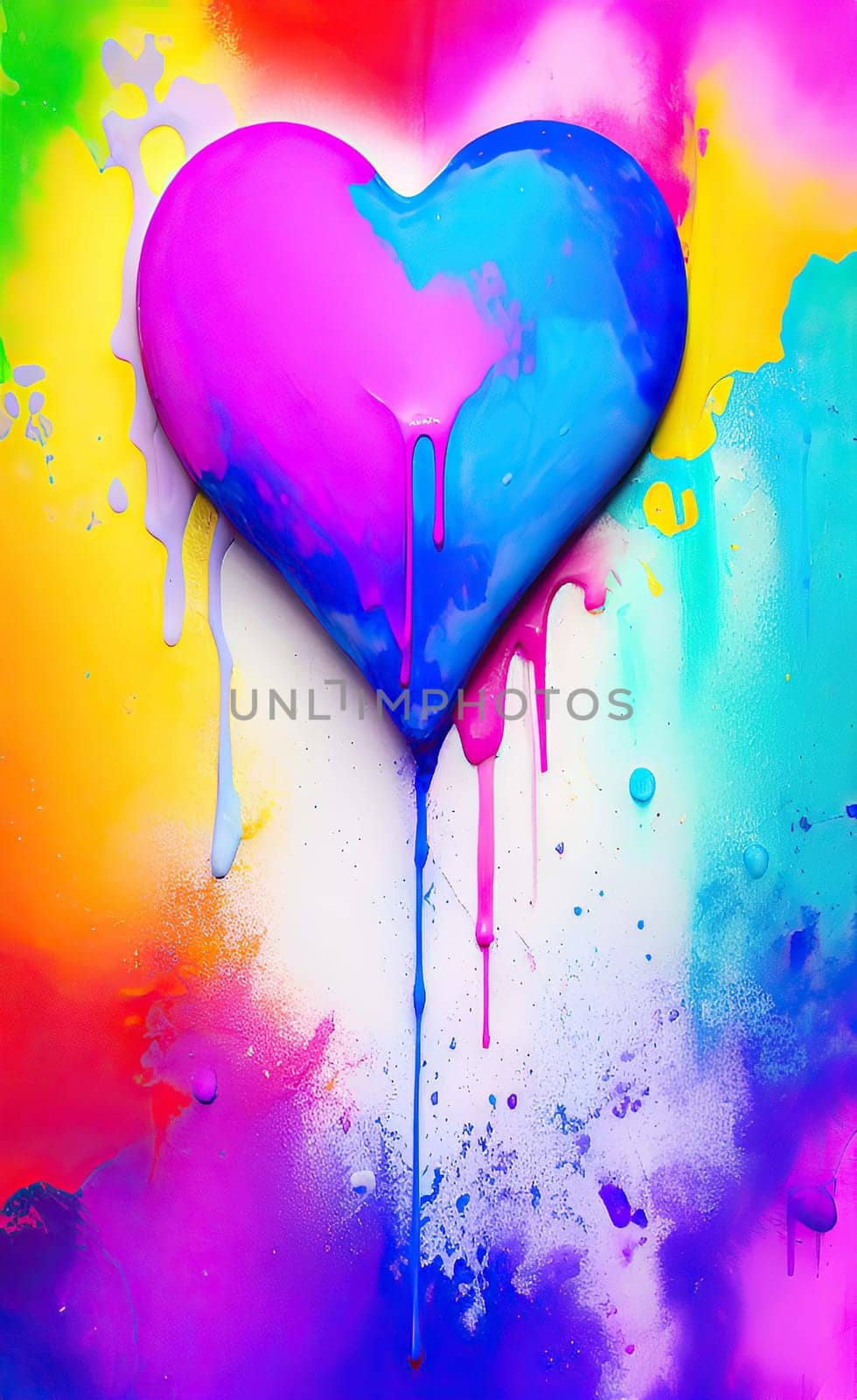 Colorful heart with paint splatters