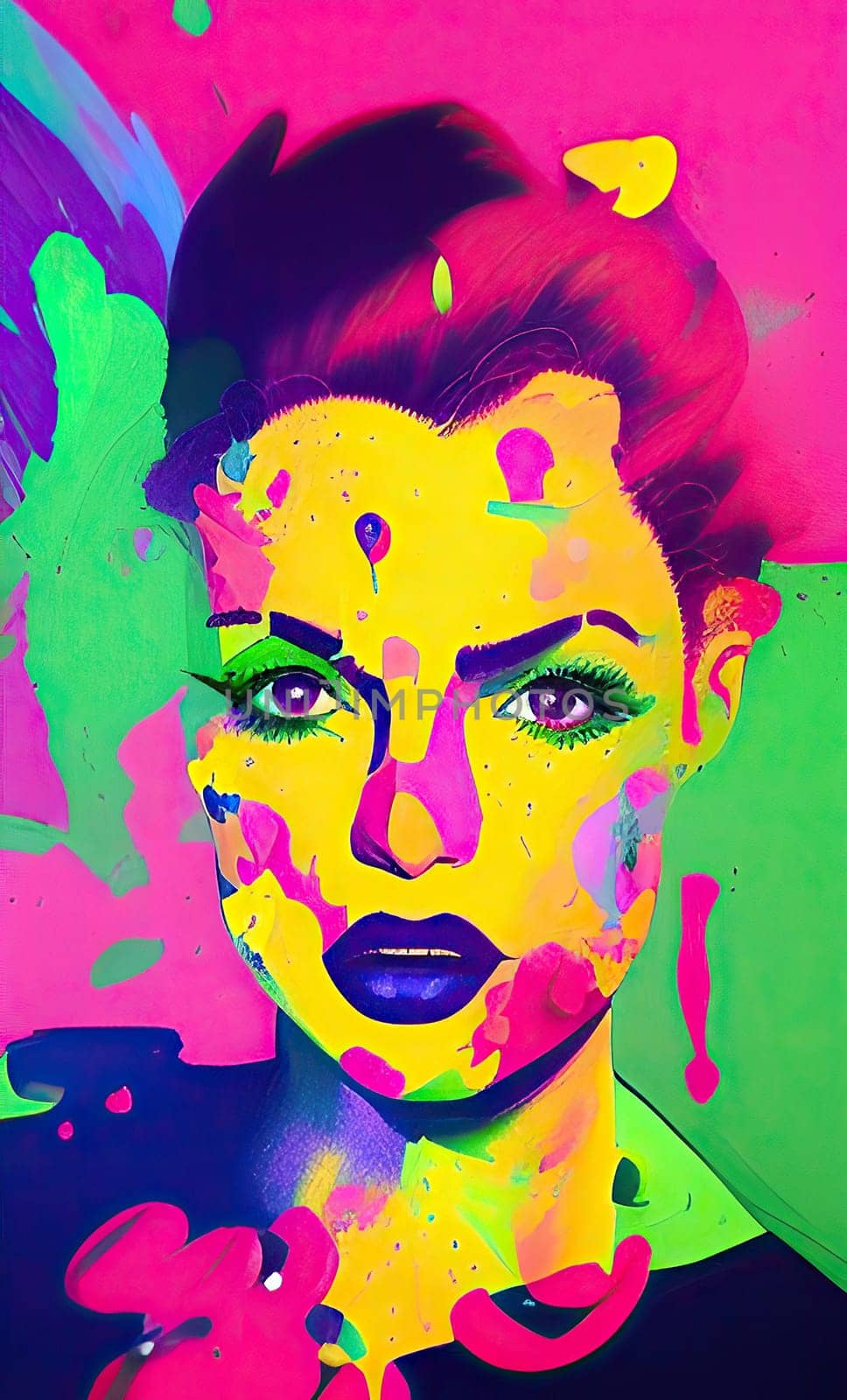 Colourful modern abstract woman face. Hand drawn digital art  illustration,Colourful modern abstract woman face. Hand drawn digital art  illustration
