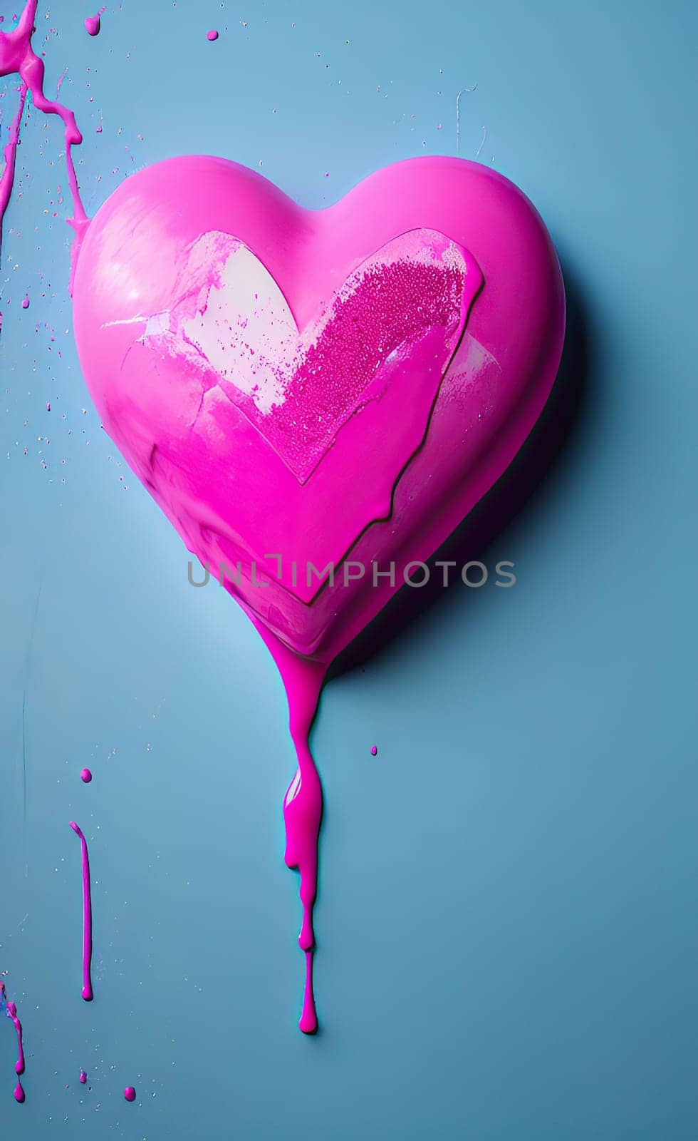 Colorful heart with paint splatters